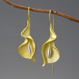 Lotus Fun 18K Gold Long Hanging New Calla Lily Flower Dangle Earrings for Women Real 925 Sterling Silver Luxury Fine Jewelry