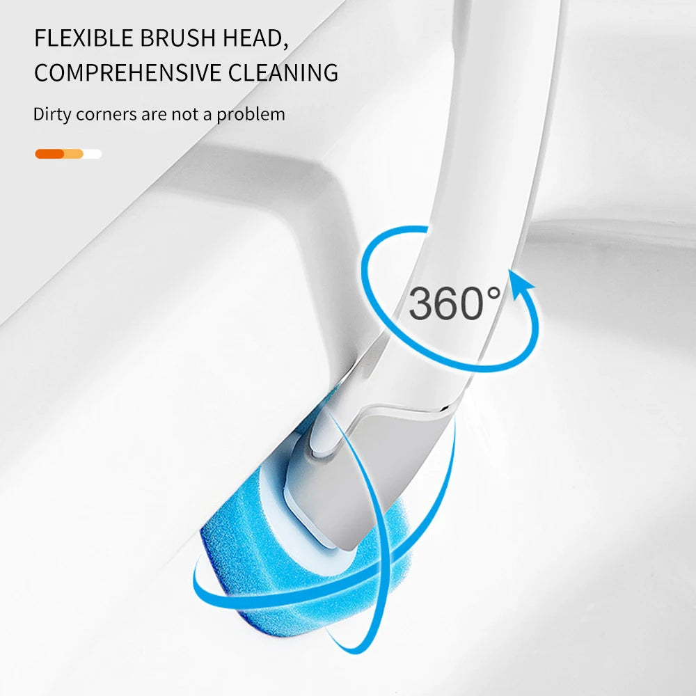 Disposable Toilet Brush with Cleaning Liquid Wall-Mounted Cleaning Tool for Bathroom Replacement Brush Head Wc Accessories