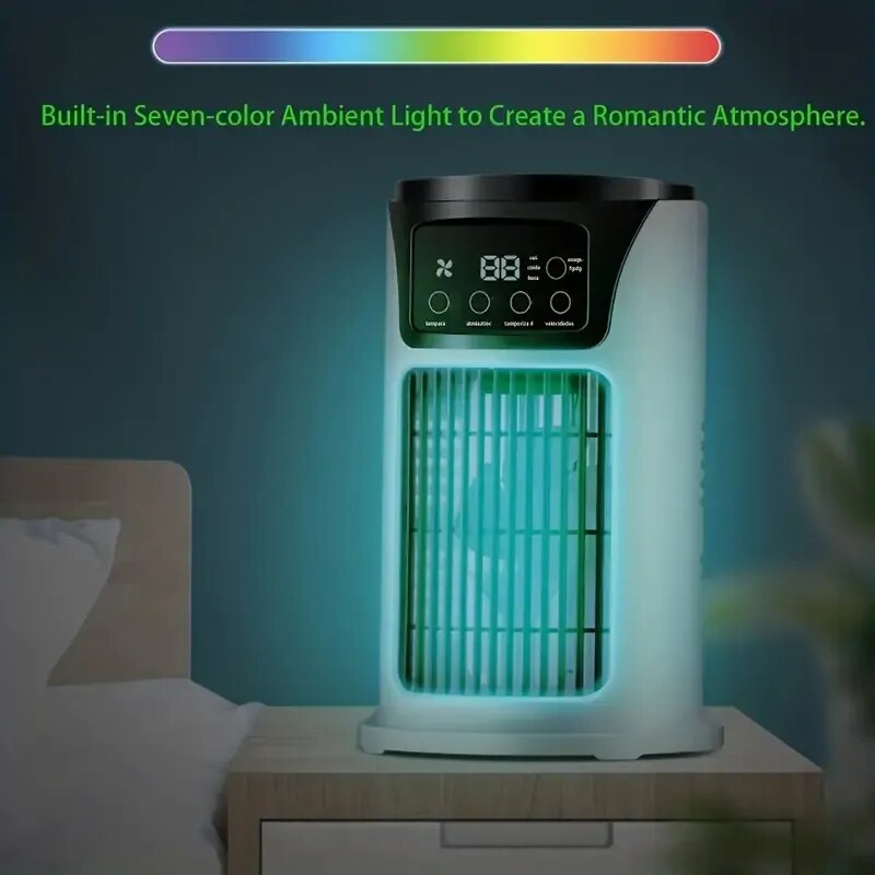 Portable Smart Ac Air Conditioner With 7 LED Lights Mini USB Air Conditioner Cooling Cooler Fan For Home Office